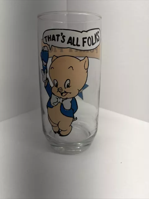 Vintage 1966 Arbys Collector Series Looney Tunes Porky Pig Drinking Glass
