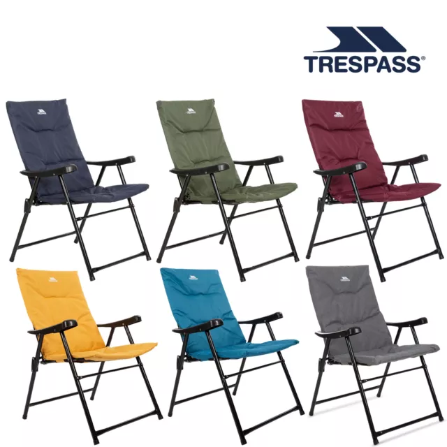 Trespass Folding Deck Chair Padded Camping Garden Fishing Steel Frame Paddy