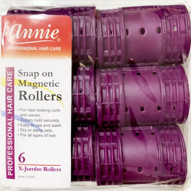 Annie Snap On Magnetic Rollers #1219, 6 Count Purple X-Jumbo 1-3/4"