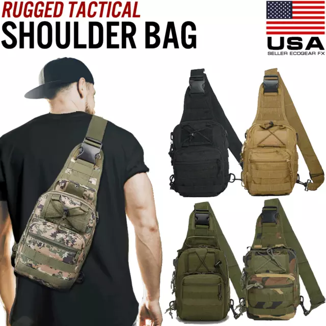 Mens Backpack Tactical Sling Shoulder Bag Molle Travel Chest Pack Outdoor Hiking