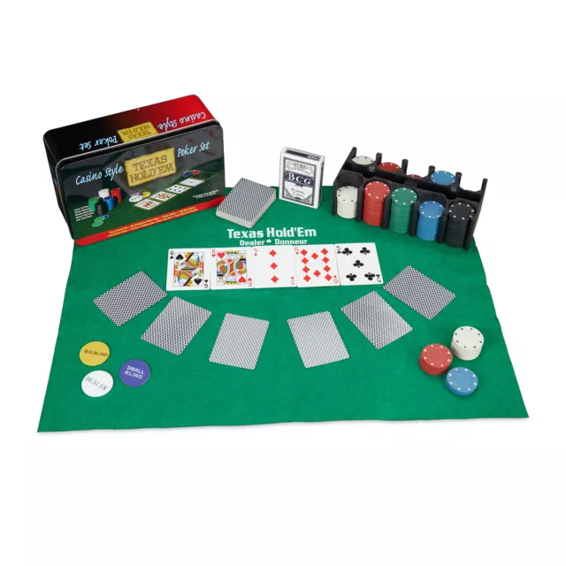 Pokerset Pokerkoffer Poker Komplettset 200 Chips Spielmatte 2 Kartendecks Dealer