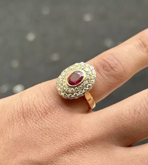 Bague en Or jaune 18 K / Rubis + Diamants  / Réf MP2580