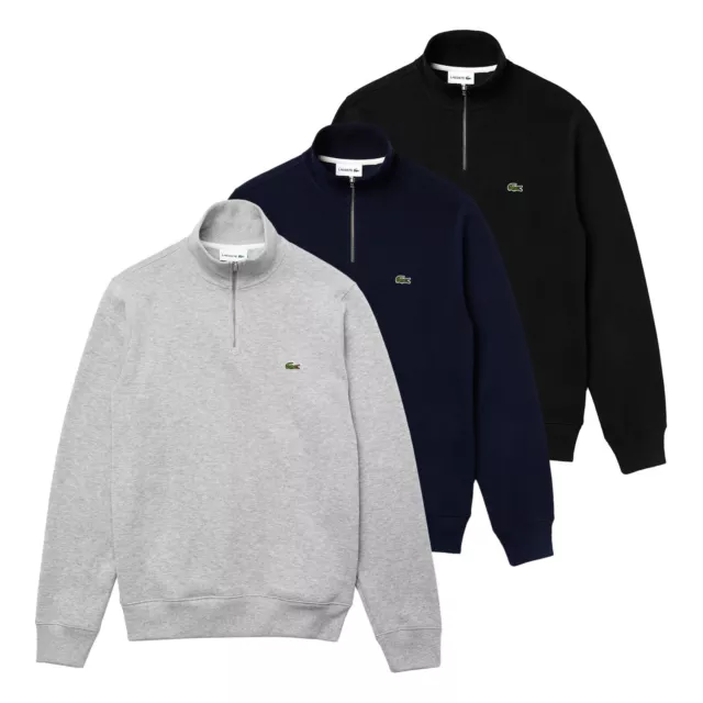 LACOSTE Herren Pullover Sweater Sweatshirt mit Stehkragen und Halfzip