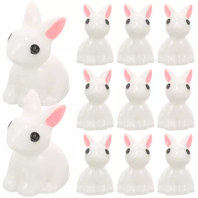 100 Pcs Mini Rabbit Ornament Resin New Year Cake Decoration Statue