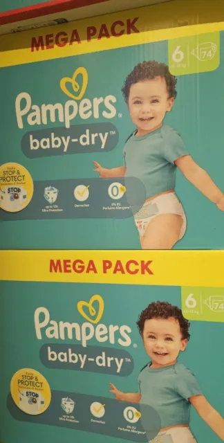 Mega Pack 74 Couches PAMPERS Baby-Dry Taille 6 (13 à 18 KG) Lot Changes  Bébé