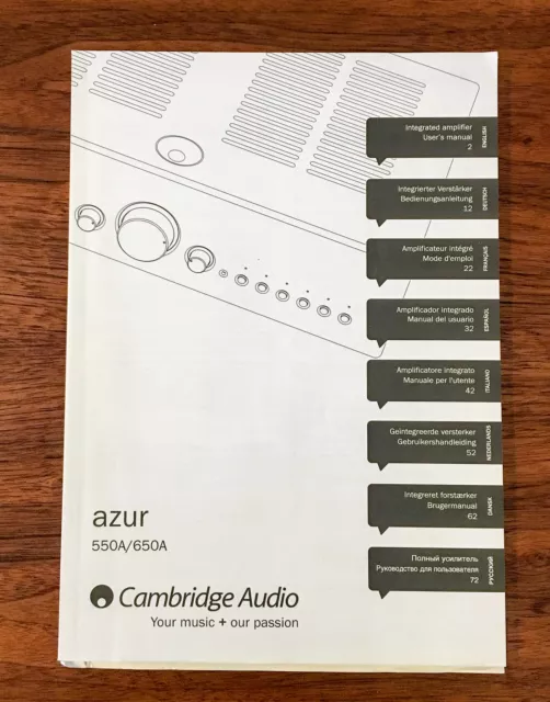 Cambridge Audio Azur 550A 650A Amplifier Service Manual *Original*