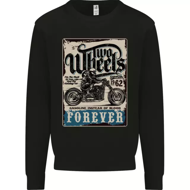 Two Wheels Biker Motorcycle Motorbike Mens Sweatshirt Jumper