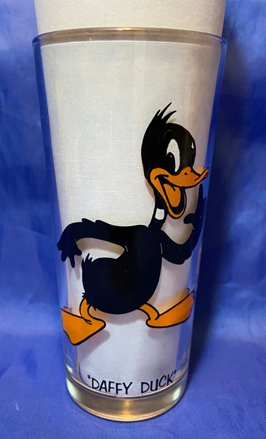 Looney Tunes Daffy Duck 16oz Pepsi Glass 1973 Brockway Black Lettering