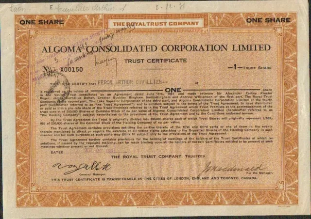 Algoma Consolidated Corp. Ltd (Canada) (V)