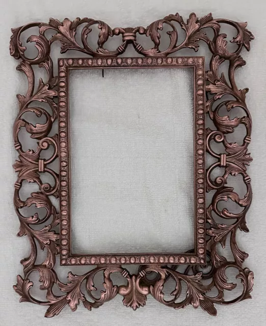 Rare Find Vintage Rococo Cast Iron Picture Frame w/PerfectCopper/Brass Finish