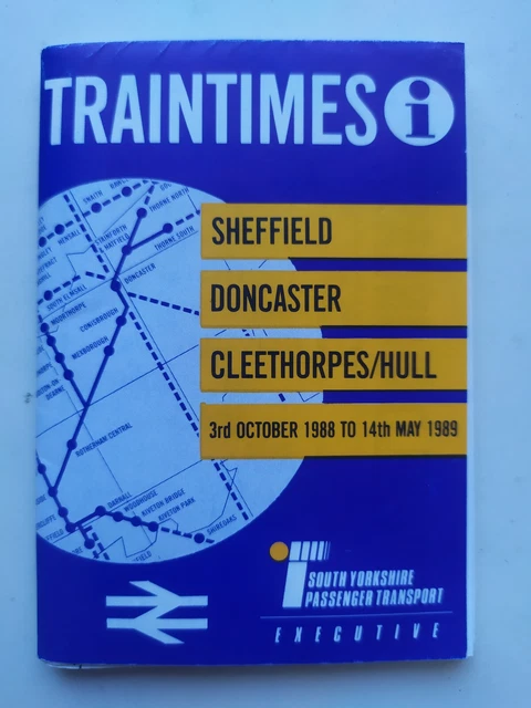 British Rail Pocket Timetable Sheffield Doncaster Cleethorpes Hull October 1988
