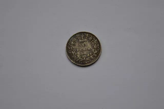 1840 Queen Victoria  Sixpence Silver Coin