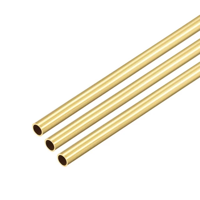 Brass Round Tube, 300mm Length 5mm OD 0.5mm Wall Thickness, Seamless