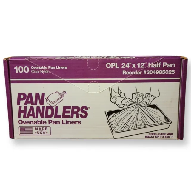 100 Pan Handlers Pan Liners Oven Roasting or Steam Table 24"x12" Clear Nylon New