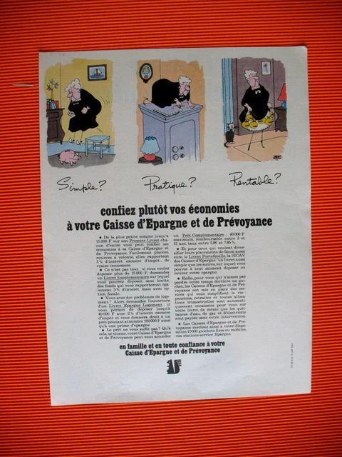 Publicite De Presse Caisse D'epargne Banque Illustration Jacques Faizant Ad 1968
