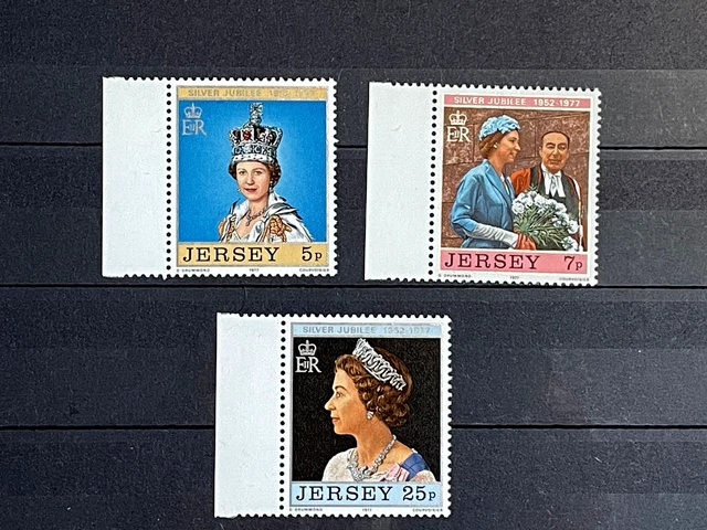 KOMPLETTER SATZ GROßBRITANNIEN JERSEY 1977 MiNr. 157 - 159, POSTFRISCH, SEHR GUT