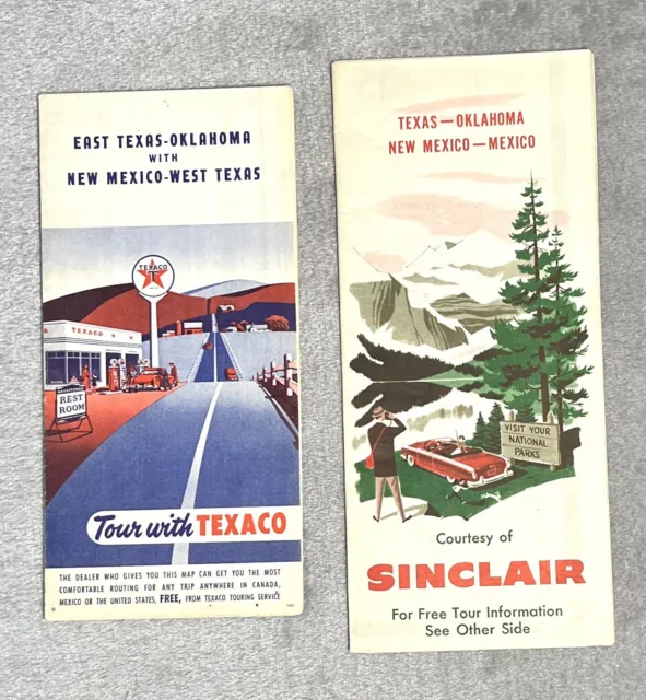 Free Ship Vintage Texaco Sinclair Maps Texas West Tx Oklahoma New Mexico Folding