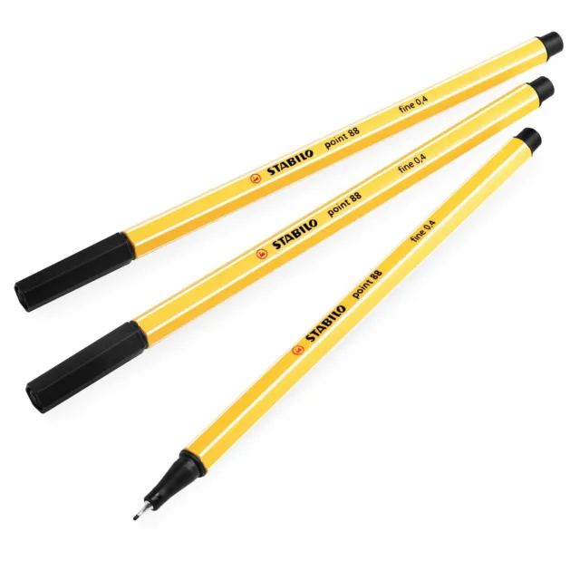 Plumas Fineliner STABILO Point 88 - Pluma Fina de 0,4 mm - Negro - Blister Pack de 3