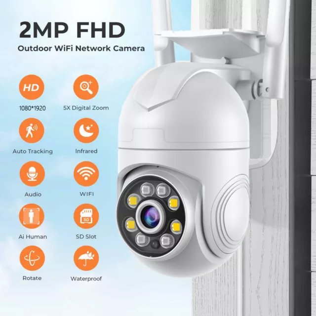 Outdoor 1080P IP Camera Wireless WIFI CCTV HD PTZ Smart Home Security IR Cam UK