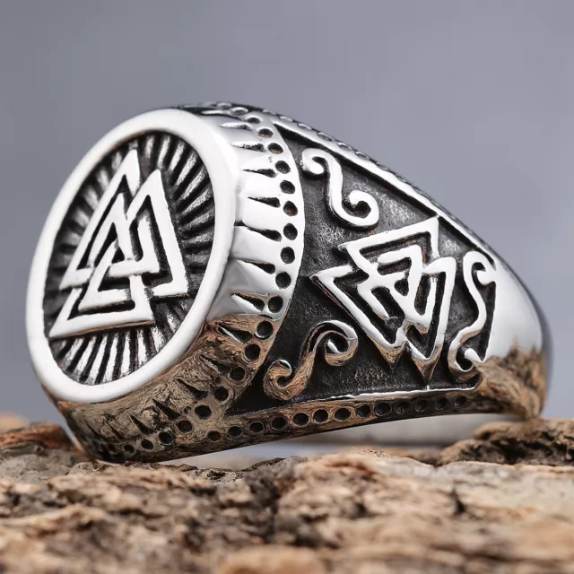 NORSE VIKING RUNE Ring Stainless Steel Jewelry Odin Symbol Amulet ...