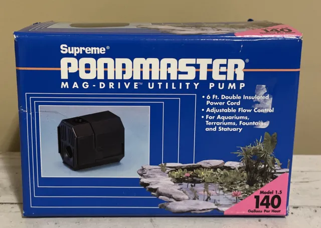 Pondmaster 2521 140 GPH 12W 115V Submersible Mini Magnetic Drive Utility Pump