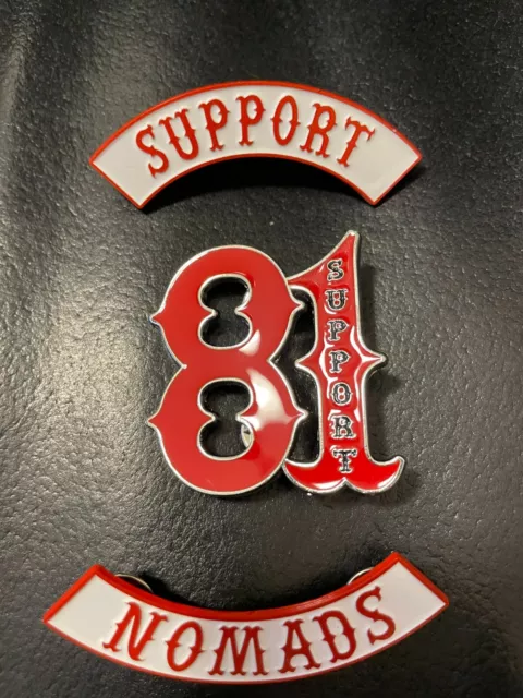 Support 81 Nomads BRM Hells  1%ER Angels vest jacket hat set 3 badges/patches