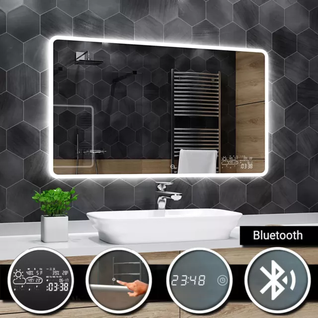 Osaka ILUMINADO LED Espejo Del Baño Bluetooth Táctil Reloj Clima