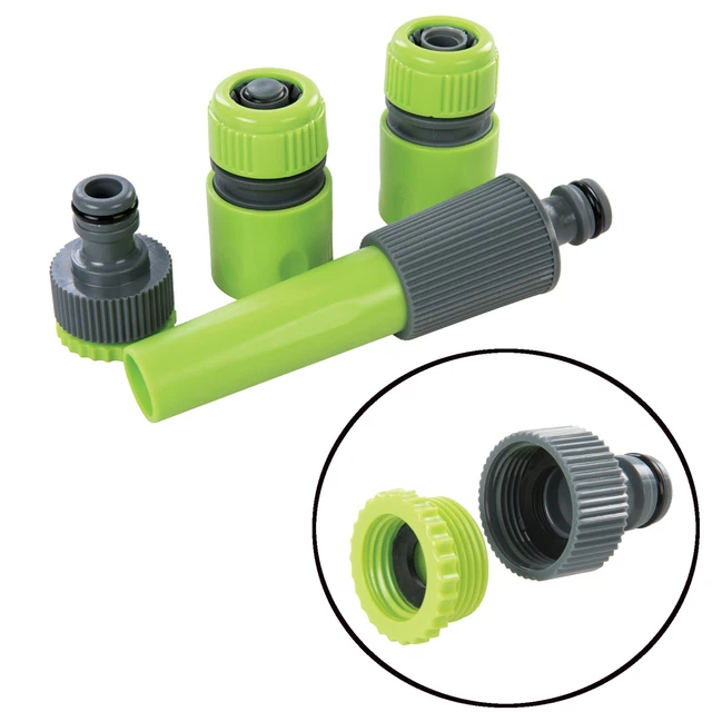 GARTENSCHLAUCH VERBINDER ADAPTER Kupplung Schnellkupplung 5tlg. Set 1/