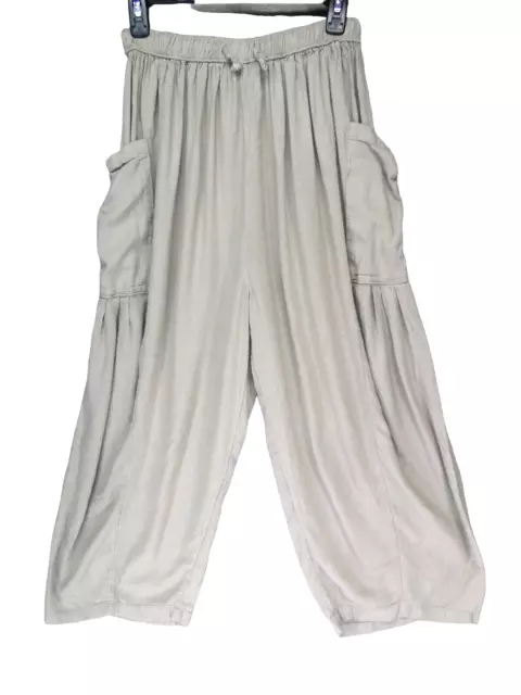 Free People Quinn Pants XS Linen Blend Harem Slouchy Wide Legs Pocket Natural