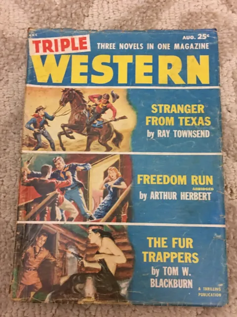 Vintage Triple Western Magazine Three Novels in One Magazine August 1953