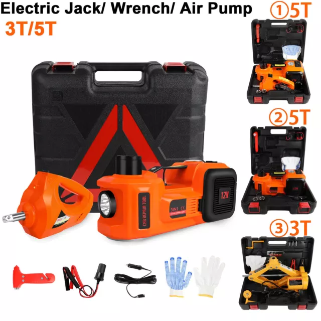 Electric 12V Car Jack 3T 5T Floor Jack Lift & Impact Wrench & Tyre Inflator Pump