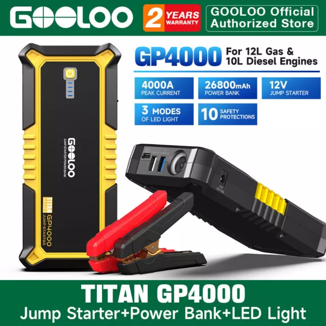 GOOLOO GP4000 4000A Jump Starter Power Bank Car Battery 26800mAh 12V Jump  Box US