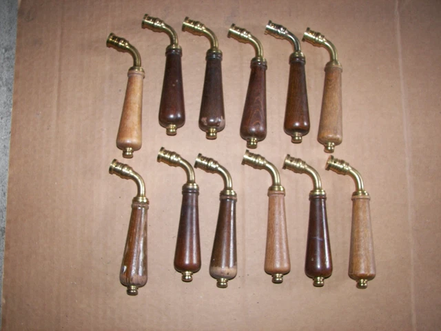 poignées de porte en bois et laiton,poignée ancienne,bouton de porte , vintage
