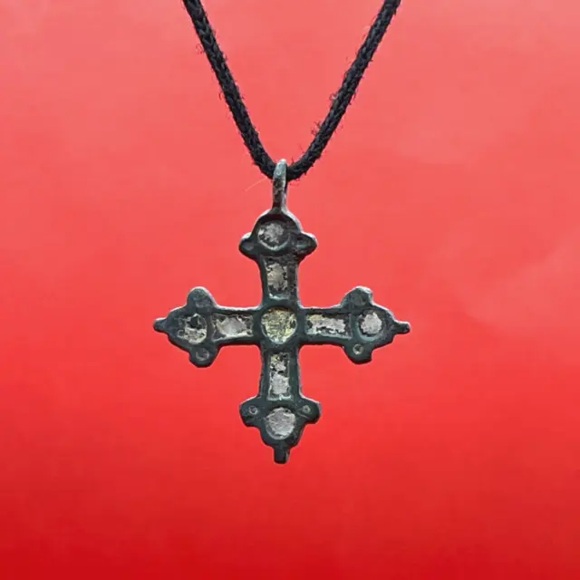Rare Ancient Viking Bronze Two-sided Enamel Cross Kievan Rus Double-sided cross