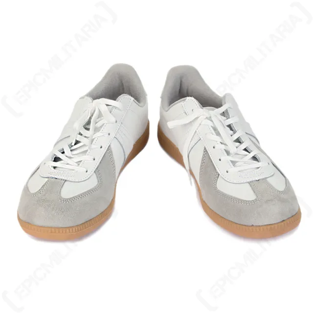 German Army Style Indoor/Outdoor Sports Trainers - Retro Style Sneaker - White 3