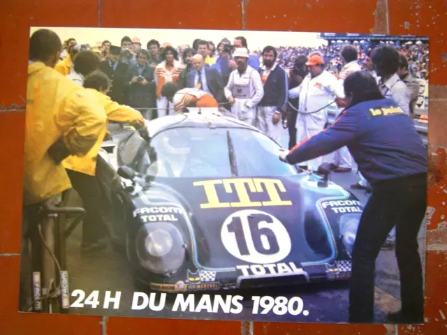 AFFICHE COURSE AUTOMOBILE ancienne : 24H DU MANS 1980 / FORD RONDEAU & JAUSSAUD
