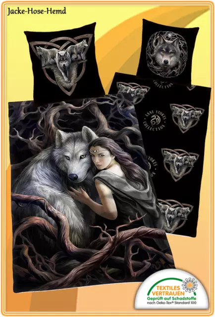 Bettwäsche Anne Stokes - Motiv: Wolf  - Renforce Baumwolle Gr. 135x200 cm NEU