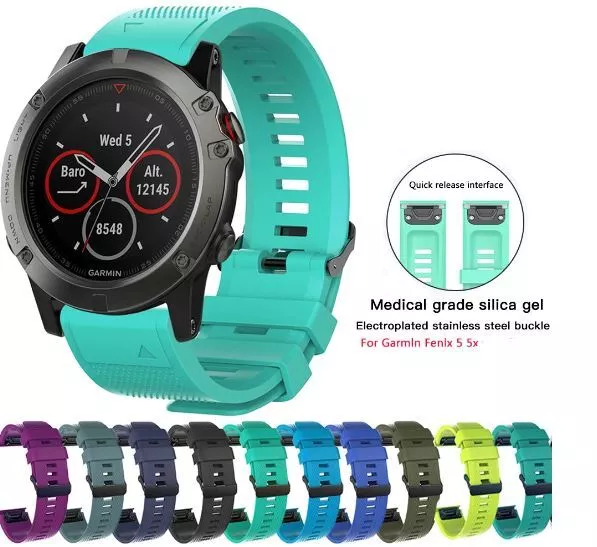 Para Garmin Fenix 3 Correa 26mm Repuesto Silicona Reloj Deportiva 5X 6X 7X D2