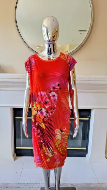 NEW Fuzzi GAULTIER Red Mulitcolor Floral Ruched Dress NWT RARE Size 20 XXL XL