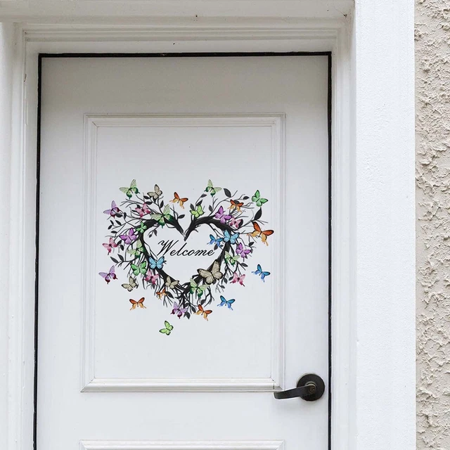 Autocollant Love Door autocollant décoratif anglais guirlande papillon de bienv