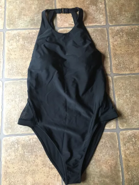 NWT LA Hearts Pacsun Black One Piece Swimsuit with Mesh Sides Size Medium