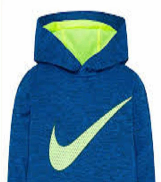 Nike Boys Size 4 KO 3.0 Therma-Fit Pullover Hoodie 86A583-B7M (4, Royal/Volt)