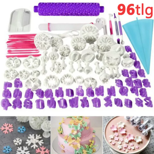 Fondant Ausstecher Set DIY 96tlg Ausstechformen Blumen Schmetterling Sterne Deko