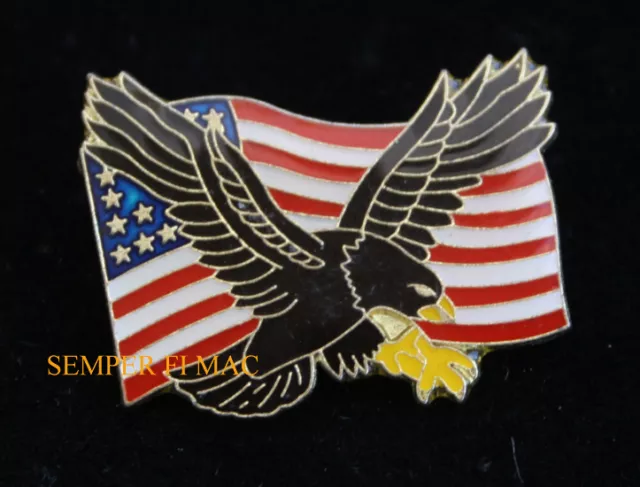 Usa Flag American Bald Eagle Us Hat Lapel Pin Up Veteran Gift Patrotic Wow