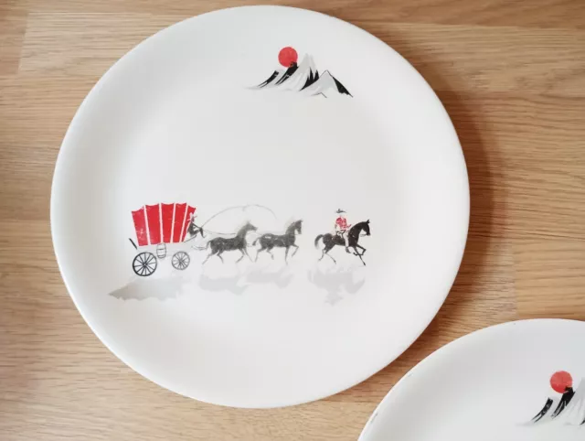 2 x Alfred Meakin 10" dinner plates Covered Wagon retro 1950's 1960's kitsch 2