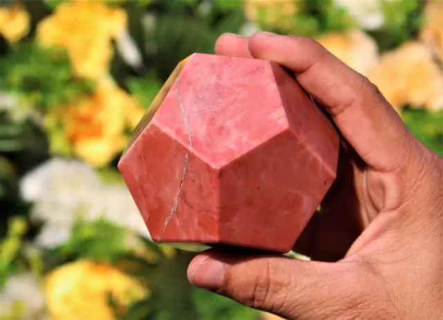 Large 80MM Natural Pink Bustamite Stone Chakra Metaphysical David Hexagon