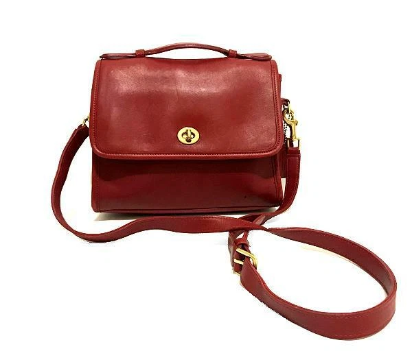Nice Coach Vintage Classic Red Leather Sm Messenger Court Brief Bag Satchel WOW!