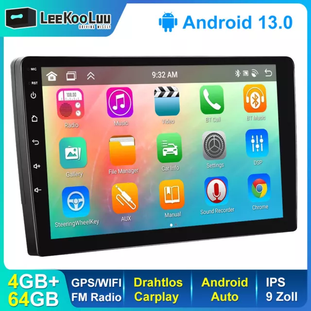 4G+64G Autoradio Android 13.0 Doppel 2 Din 9" IPS screen GPS Navi DSP 8Kern WIFI