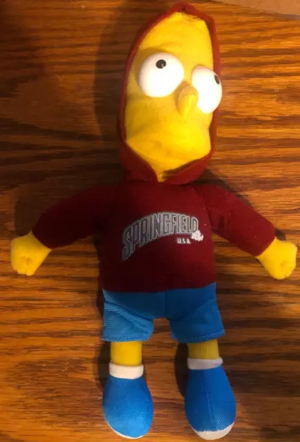 Bart Simpson Plush Springfield Usa Red Hoodie Sweatshirt Tagless 10" Stuffed