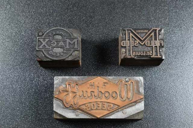 Three Feed And Seed  letterpress advertising printing Blocks Lot 2